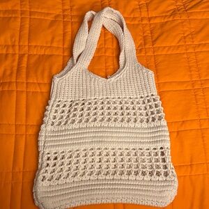 Elegant Cream Knit Tote Bag